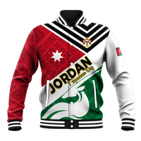 Jordan Independence Day Baseball Jacket Jordanie Folk Pattern Flag Style - Wonder Print Shop