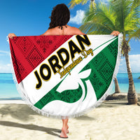 Jordan Independence Day Beach Blanket Jordanie Folk Pattern Flag Style - Wonder Print Shop