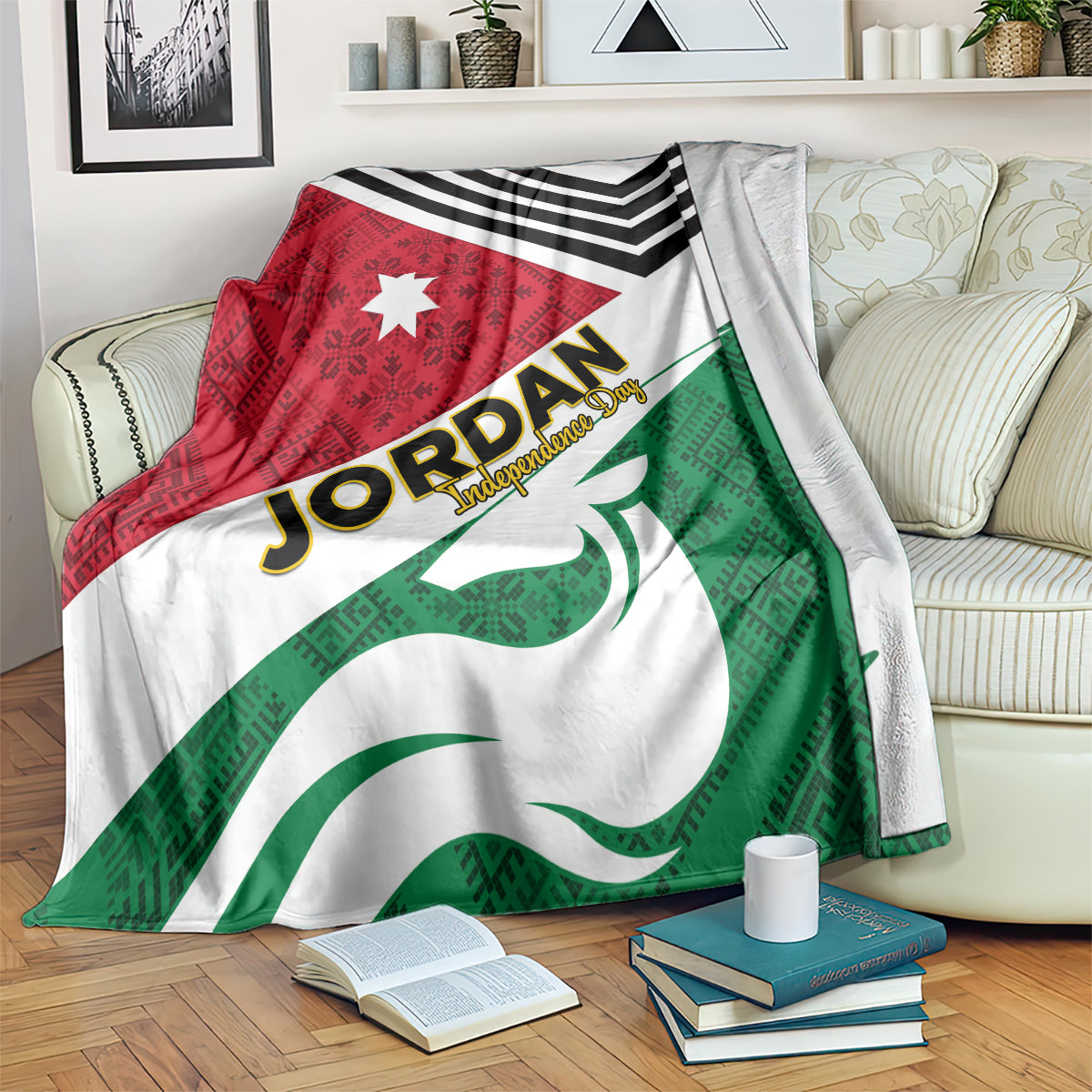 Jordan Independence Day Blanket Jordanie Folk Pattern Flag Style