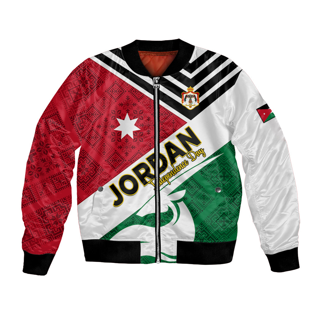Jordan Independence Day Bomber Jacket Jordanie Folk Pattern Flag Style - Wonder Print Shop