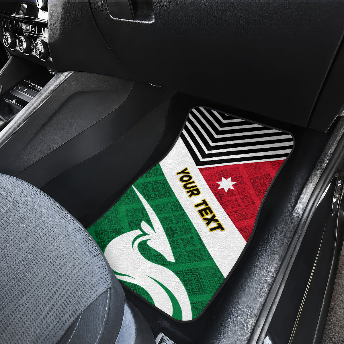 Jordan Independence Day Car Mats Jordanie Folk Pattern Flag Style - Wonder Print Shop