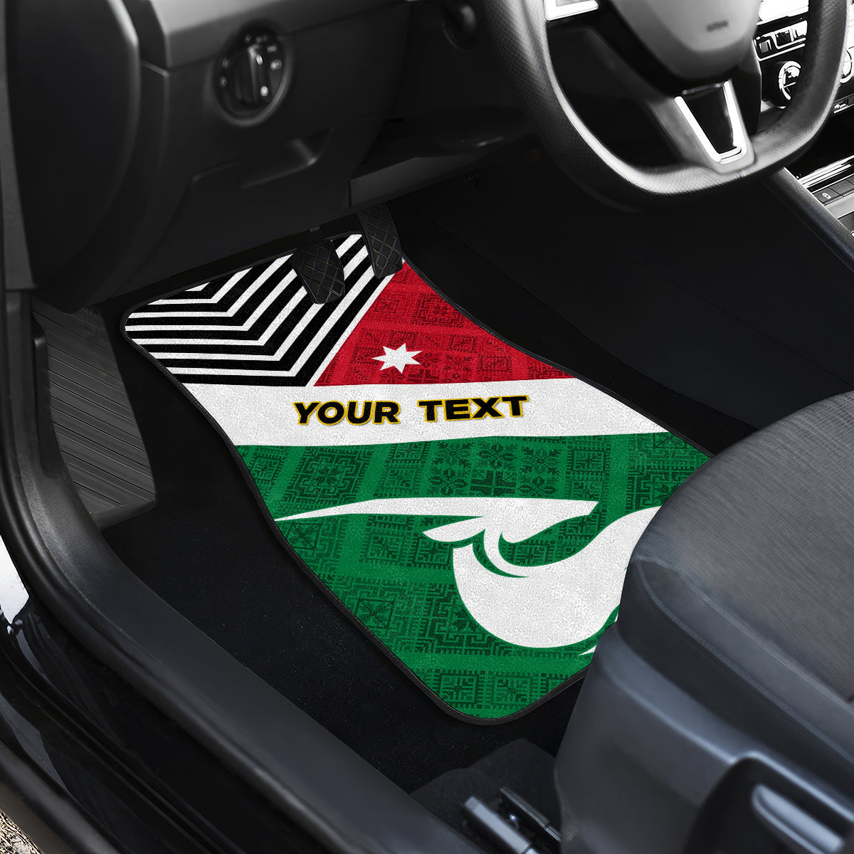 Jordan Independence Day Car Mats Jordanie Folk Pattern Flag Style - Wonder Print Shop