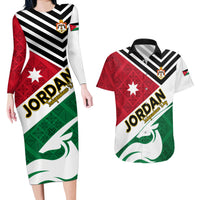 Jordan Independence Day Couples Matching Long Sleeve Bodycon Dress and Hawaiian Shirt Jordanie Folk Pattern Flag Style - Wonder Print Shop