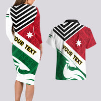 Jordan Independence Day Couples Matching Long Sleeve Bodycon Dress and Hawaiian Shirt Jordanie Folk Pattern Flag Style - Wonder Print Shop