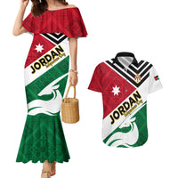 Jordan Independence Day Couples Matching Mermaid Dress and Hawaiian Shirt Jordanie Folk Pattern Flag Style - Wonder Print Shop
