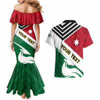 Jordan Independence Day Couples Matching Mermaid Dress and Hawaiian Shirt Jordanie Folk Pattern Flag Style - Wonder Print Shop