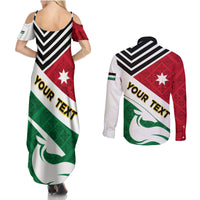 Jordan Independence Day Couples Matching Summer Maxi Dress and Long Sleeve Button Shirt Jordanie Folk Pattern Flag Style - Wonder Print Shop