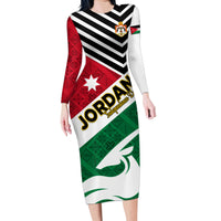 Jordan Independence Day Family Matching Long Sleeve Bodycon Dress and Hawaiian Shirt Jordanie Folk Pattern Flag Style - Wonder Print Shop