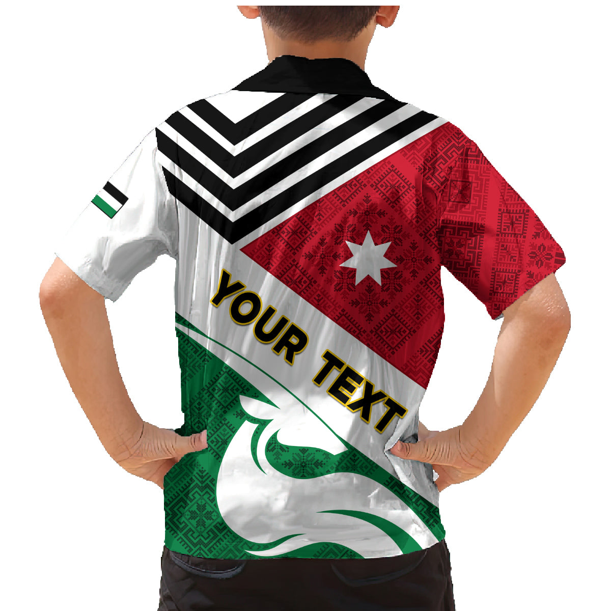 Jordan Independence Day Family Matching Mermaid Dress and Hawaiian Shirt Jordanie Folk Pattern Flag Style - Wonder Print Shop