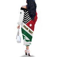 Jordan Independence Day Family Matching Off Shoulder Long Sleeve Dress and Hawaiian Shirt Jordanie Folk Pattern Flag Style - Wonder Print Shop