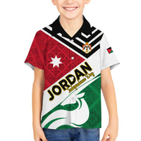 Jordan Independence Day Family Matching Off Shoulder Long Sleeve Dress and Hawaiian Shirt Jordanie Folk Pattern Flag Style - Wonder Print Shop