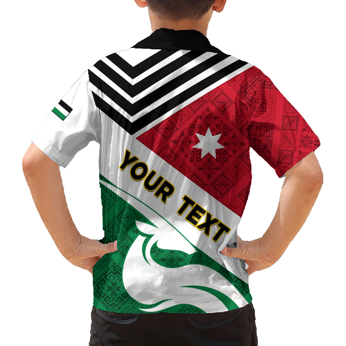 Jordan Independence Day Family Matching Puletasi and Hawaiian Shirt Jordanie Folk Pattern Flag Style - Wonder Print Shop