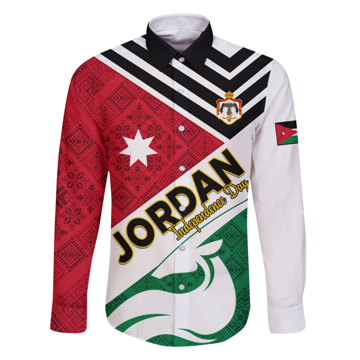 Jordan Independence Day Family Matching Summer Maxi Dress and Hawaiian Shirt Jordanie Folk Pattern Flag Style - Wonder Print Shop