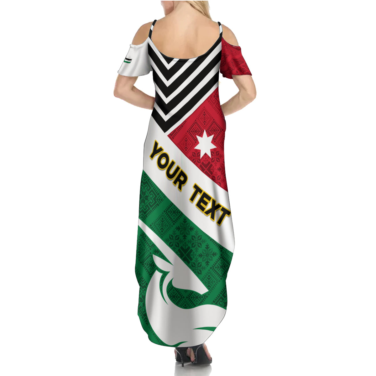 Jordan Independence Day Family Matching Summer Maxi Dress and Hawaiian Shirt Jordanie Folk Pattern Flag Style - Wonder Print Shop