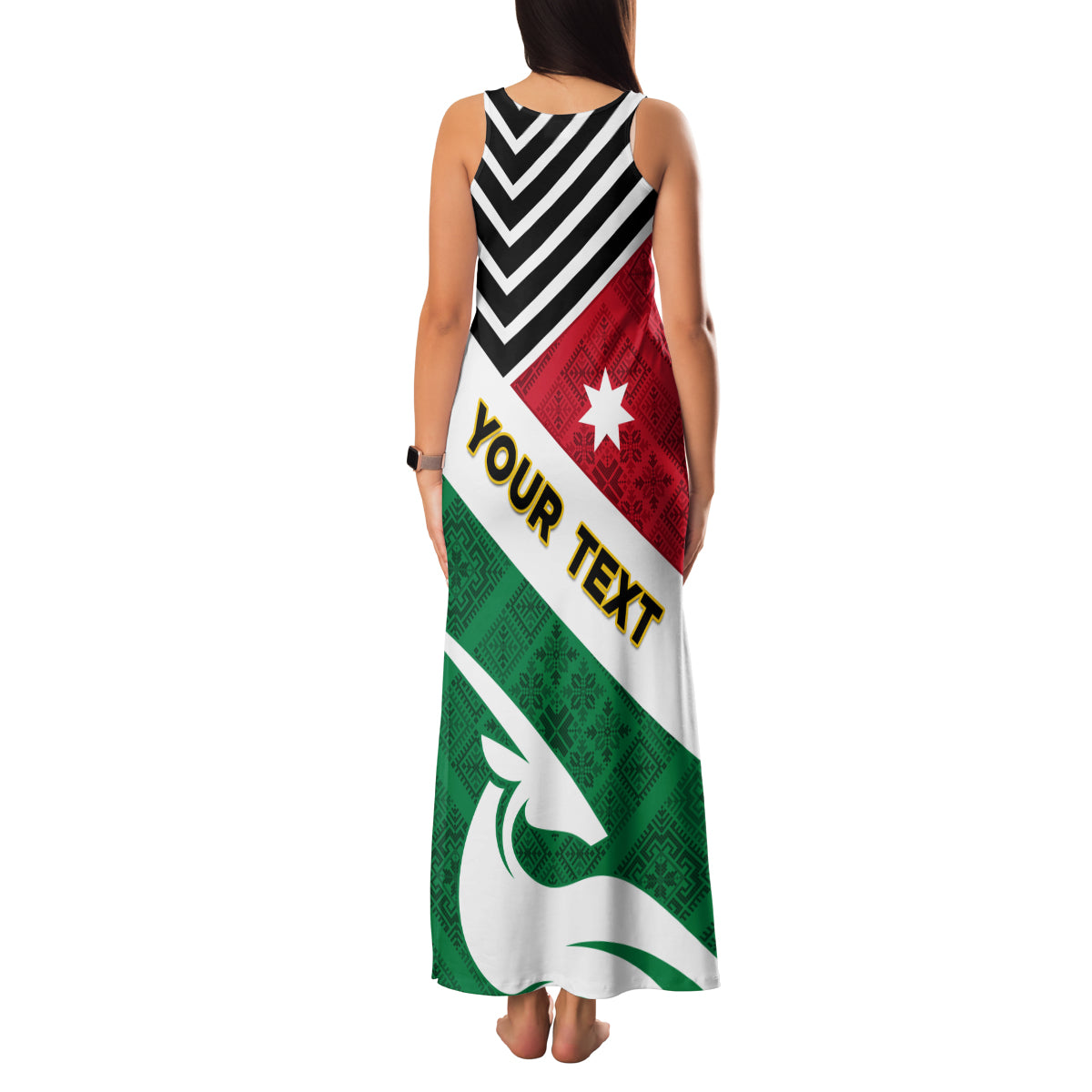 Jordan Independence Day Family Matching Tank Maxi Dress and Hawaiian Shirt Jordanie Folk Pattern Flag Style - Wonder Print Shop