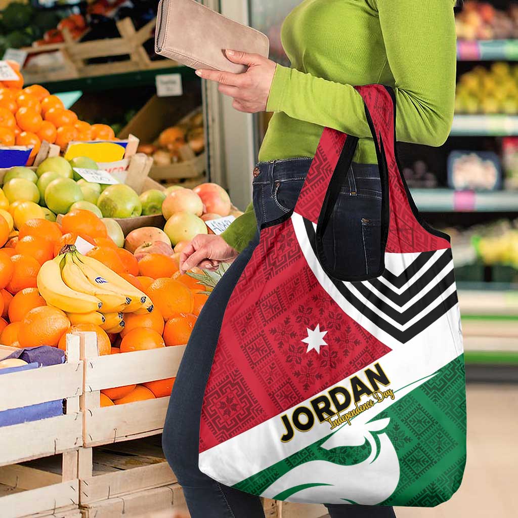 Jordan Independence Day Grocery Bag Jordanie Folk Pattern Flag Style