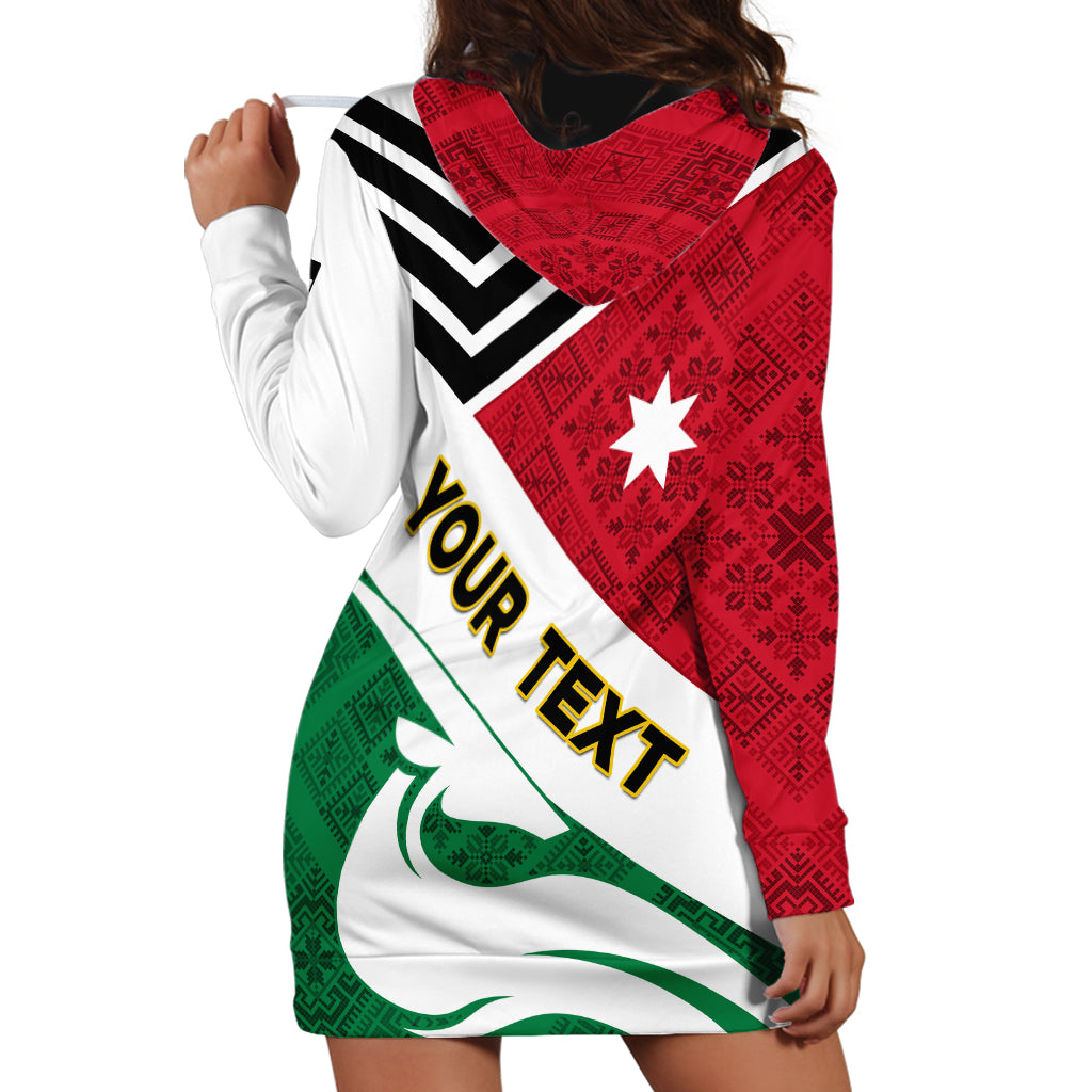 Jordan Independence Day Hoodie Dress Jordanie Folk Pattern Flag Style - Wonder Print Shop
