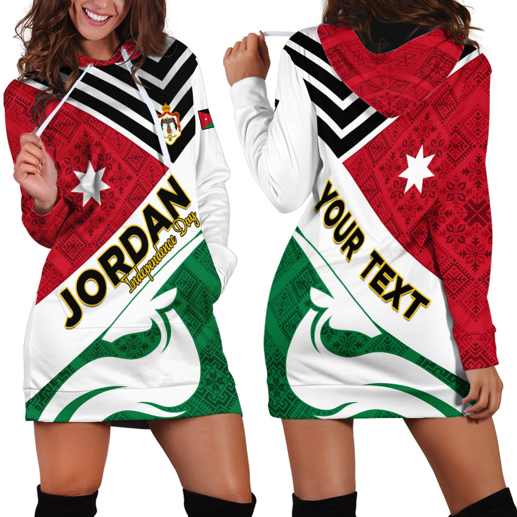 Jordan Independence Day Hoodie Dress Jordanie Folk Pattern Flag Style - Wonder Print Shop