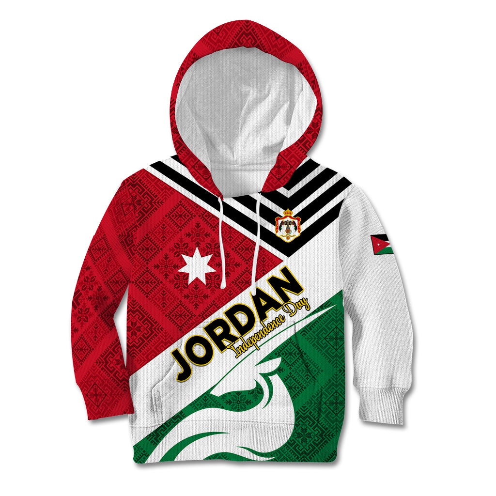 Jordan Independence Day Kid Hoodie Jordanie Folk Pattern Flag Style - Wonder Print Shop