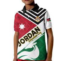 Jordan Independence Day Kid Polo Shirt Jordanie Folk Pattern Flag Style - Wonder Print Shop
