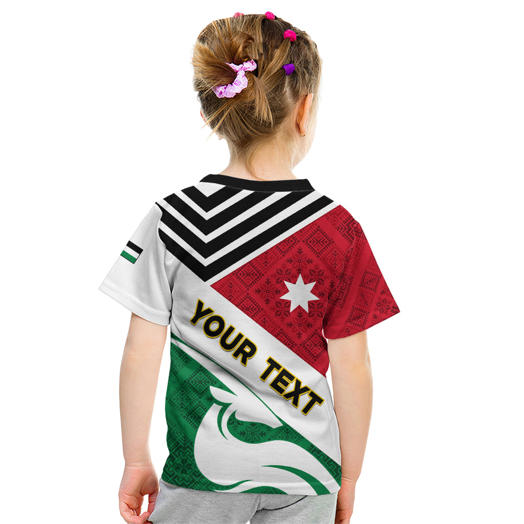 Jordan Independence Day Kid T Shirt Jordanie Folk Pattern Flag Style - Wonder Print Shop
