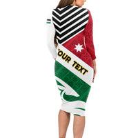 Jordan Independence Day Long Sleeve Bodycon Dress Jordanie Folk Pattern Flag Style - Wonder Print Shop