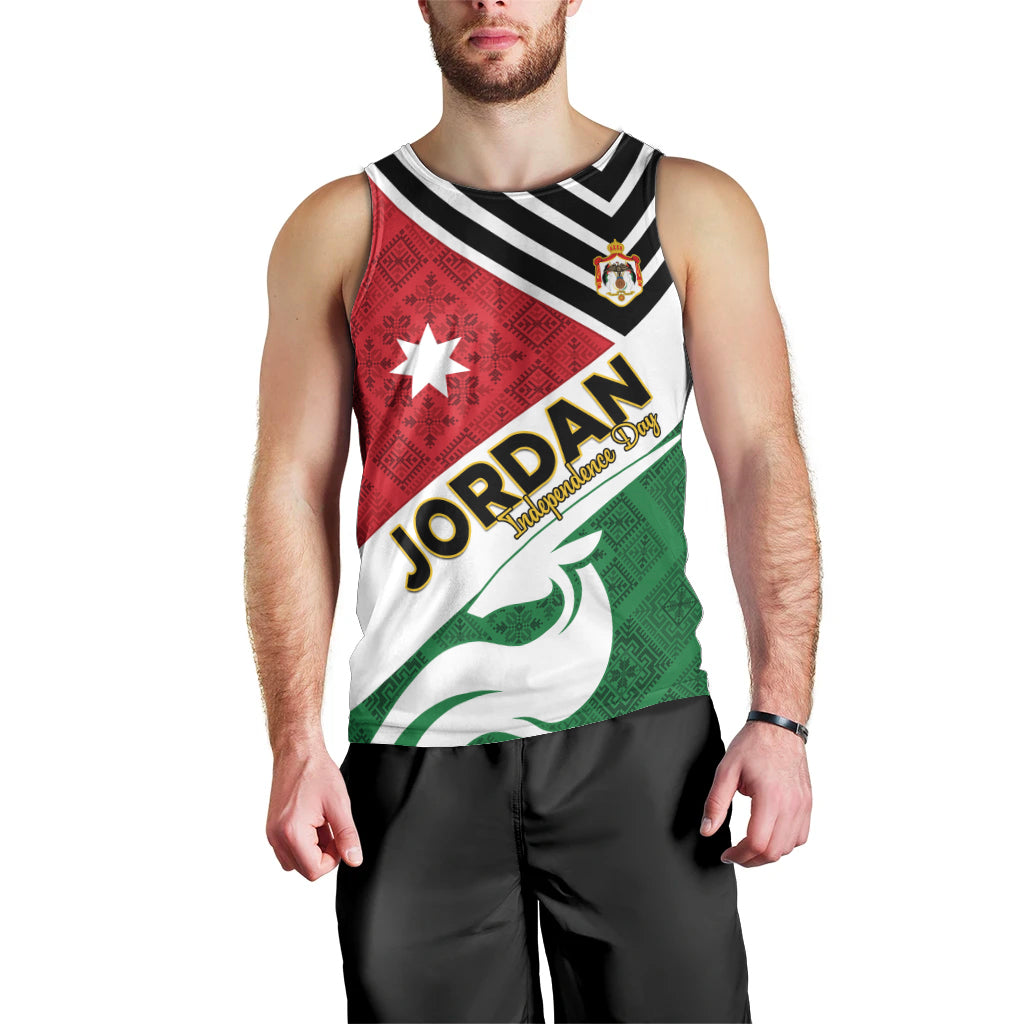 Jordan Independence Day Men Tank Top Jordanie Folk Pattern Flag Style - Wonder Print Shop