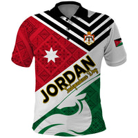 Jordan Independence Day Polo Shirt Jordanie Folk Pattern Flag Style - Wonder Print Shop