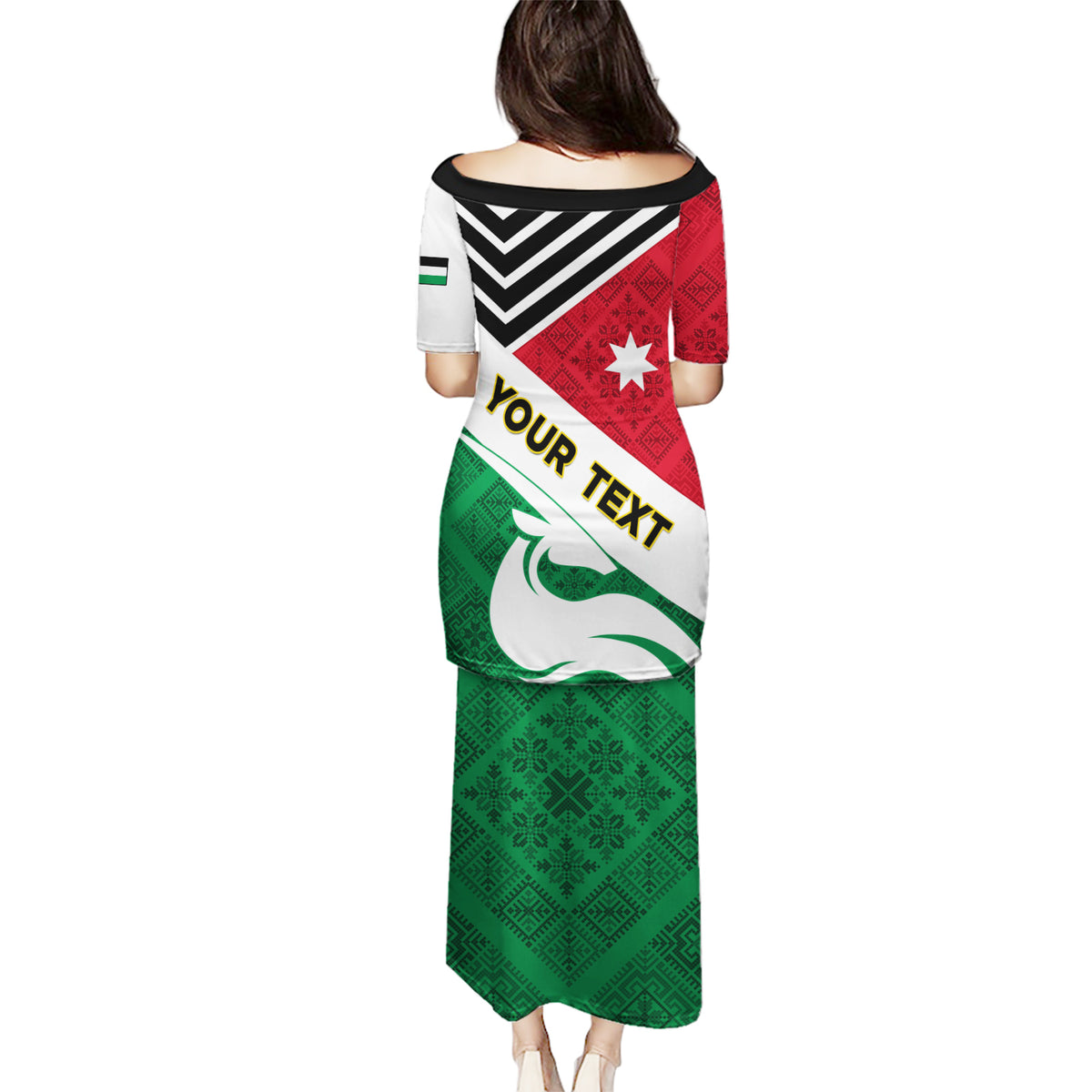 Jordan Independence Day Puletasi Jordanie Folk Pattern Flag Style - Wonder Print Shop