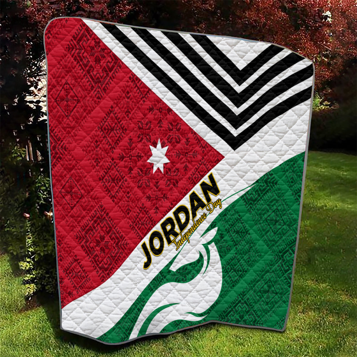 Jordan Independence Day Quilt Jordanie Folk Pattern Flag Style - Wonder Print Shop
