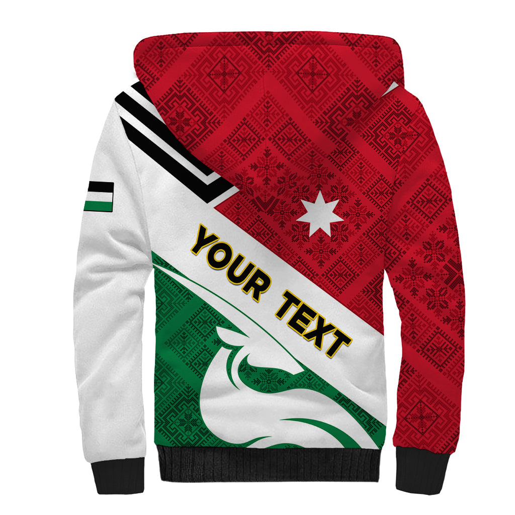 Jordan Independence Day Sherpa Hoodie Jordanie Folk Pattern Flag Style - Wonder Print Shop