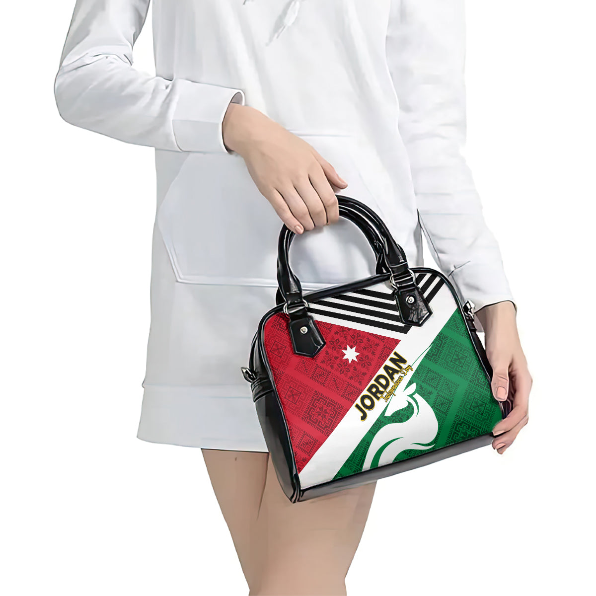 Jordan Independence Day Shoulder Handbag Jordanie Folk Pattern Flag Style