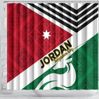 Jordan Independence Day Shower Curtain Jordanie Folk Pattern Flag Style