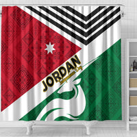 Jordan Independence Day Shower Curtain Jordanie Folk Pattern Flag Style