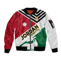 Jordan Independence Day Sleeve Zip Bomber Jacket Jordanie Folk Pattern Flag Style - Wonder Print Shop