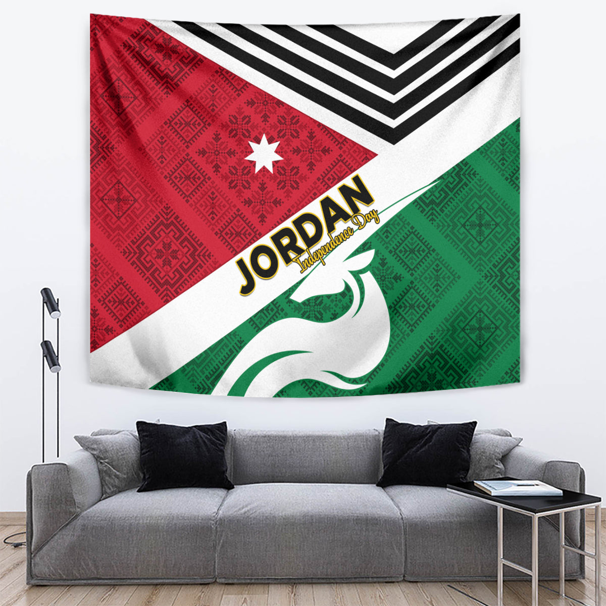 Jordan Independence Day Tapestry Jordanie Folk Pattern Flag Style - Wonder Print Shop