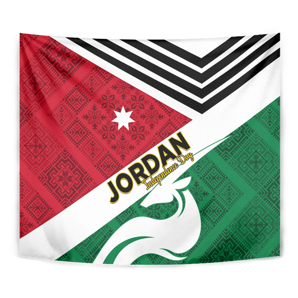 Jordan Independence Day Tapestry Jordanie Folk Pattern Flag Style - Wonder Print Shop