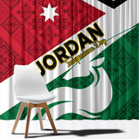 Jordan Independence Day Window Curtain Jordanie Folk Pattern Flag Style - Wonder Print Shop