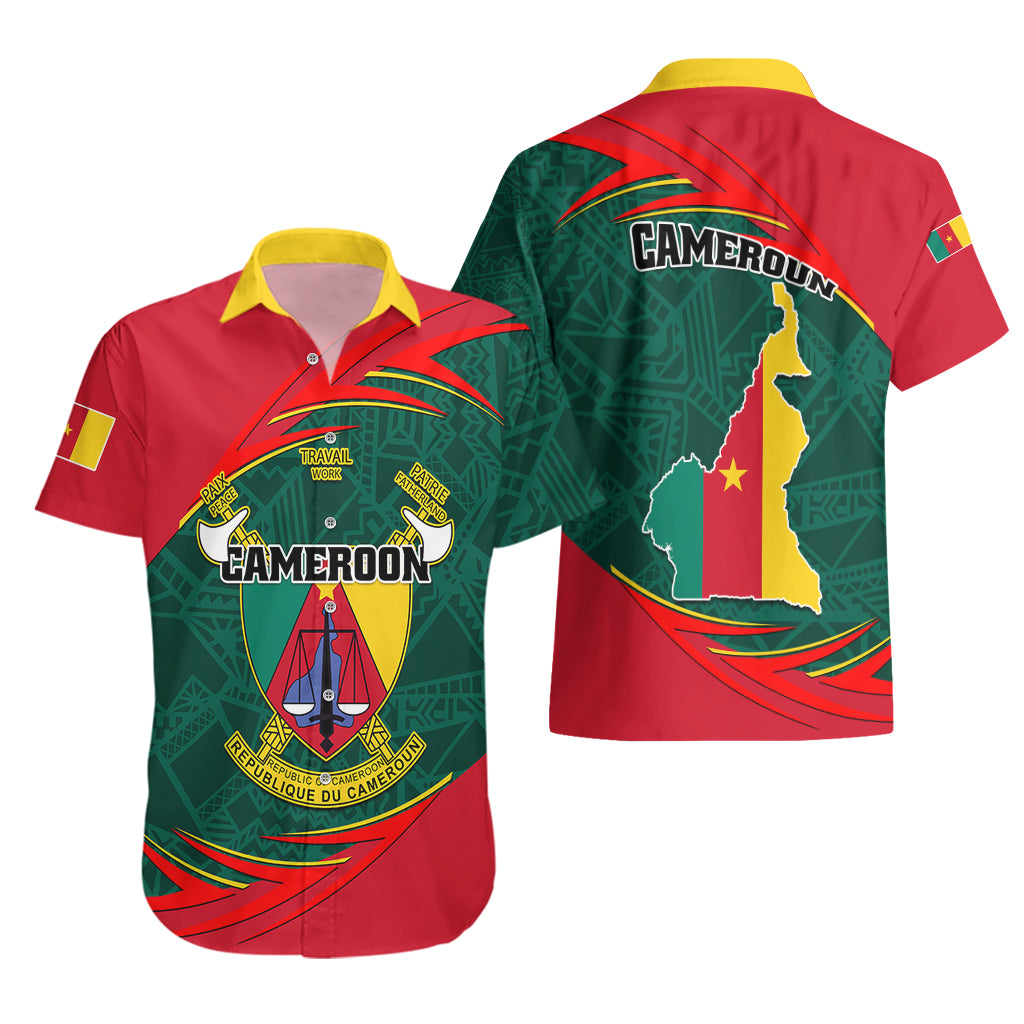 Cameroon Hawaiian Shirt Cameroun Coat Of Arms Mix African Pattern - Wonder Print Shop