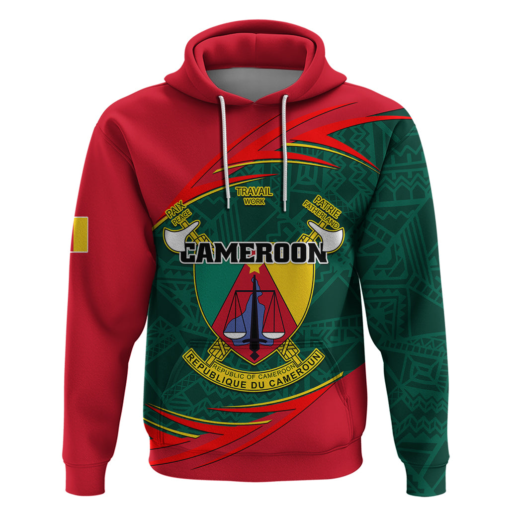 Cameroon Hoodie Cameroun Coat Of Arms Mix African Pattern - Wonder Print Shop