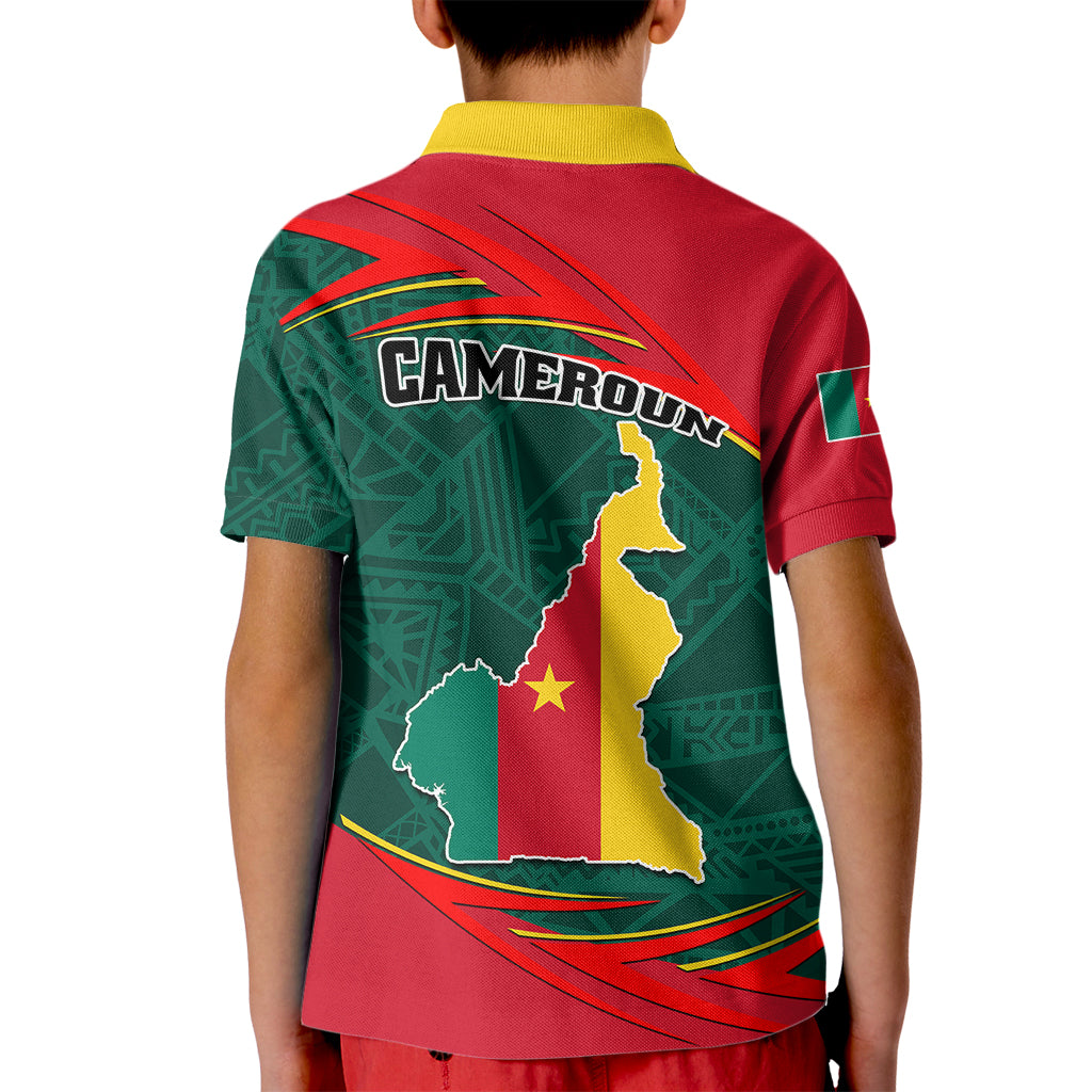 Cameroon Kid Polo Shirt Cameroun Coat Of Arms Mix African Pattern - Wonder Print Shop