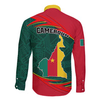 Cameroon Long Sleeve Button Shirt Cameroun Coat Of Arms Mix African Pattern - Wonder Print Shop