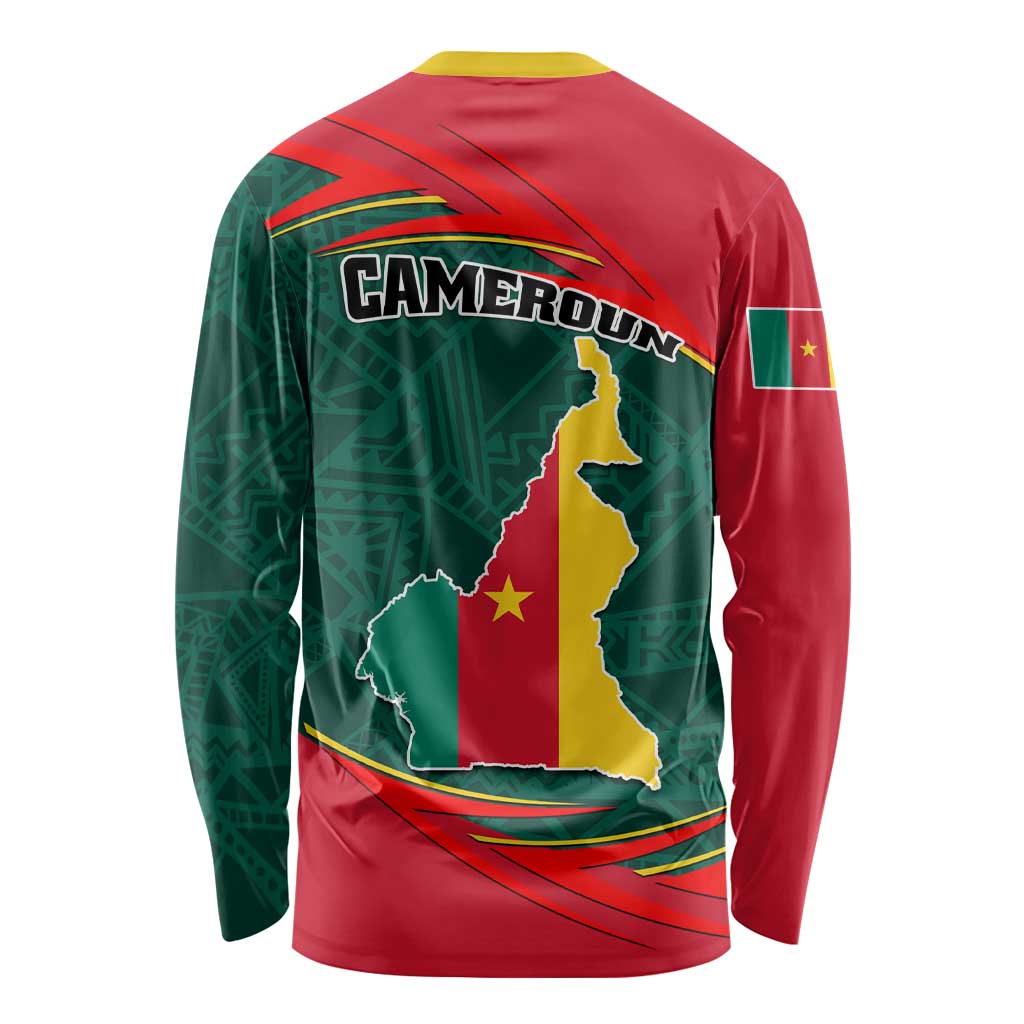 Cameroon Long Sleeve Shirt Cameroun Coat Of Arms Mix African Pattern LT01