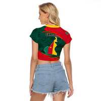 Cameroon Raglan Cropped T Shirt Cameroun Coat Of Arms Mix African Pattern - Wonder Print Shop