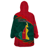 Cameroon Wearable Blanket Hoodie Cameroun Coat Of Arms Mix African Pattern - Wonder Print Shop