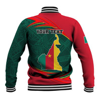 Personalised Cameroon Baseball Jacket Cameroun Coat Of Arms Mix African Pattern - Wonder Print Shop