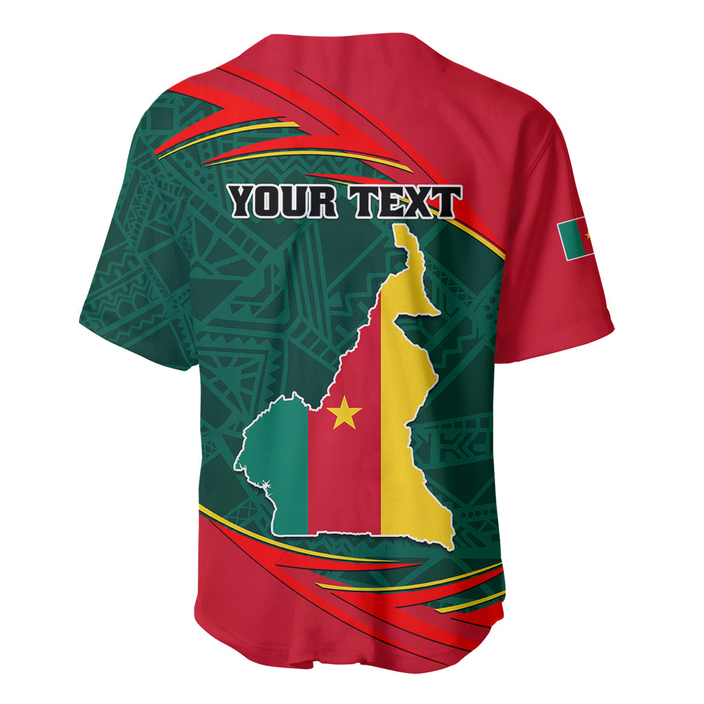 Personalised Cameroon Baseball Jersey Cameroun Coat Of Arms Mix African Pattern - Wonder Print Shop