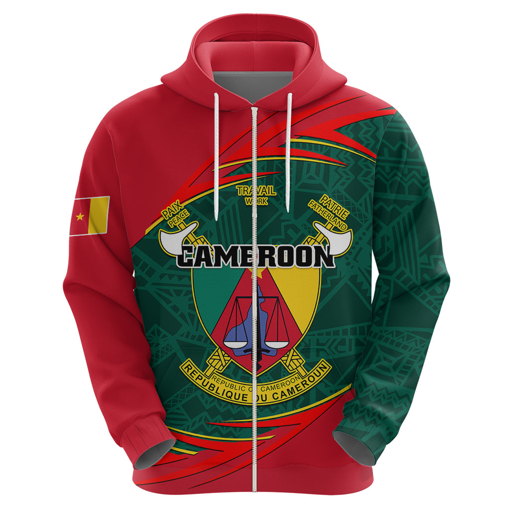 Personalised Cameroon Hoodie Cameroun Coat Of Arms Mix African Pattern - Wonder Print Shop