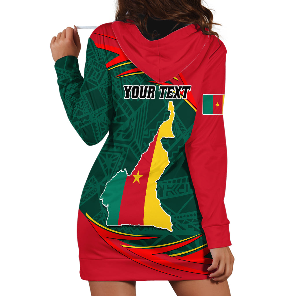 Personalised Cameroon Hoodie Dress Cameroun Coat Of Arms Mix African Pattern - Wonder Print Shop