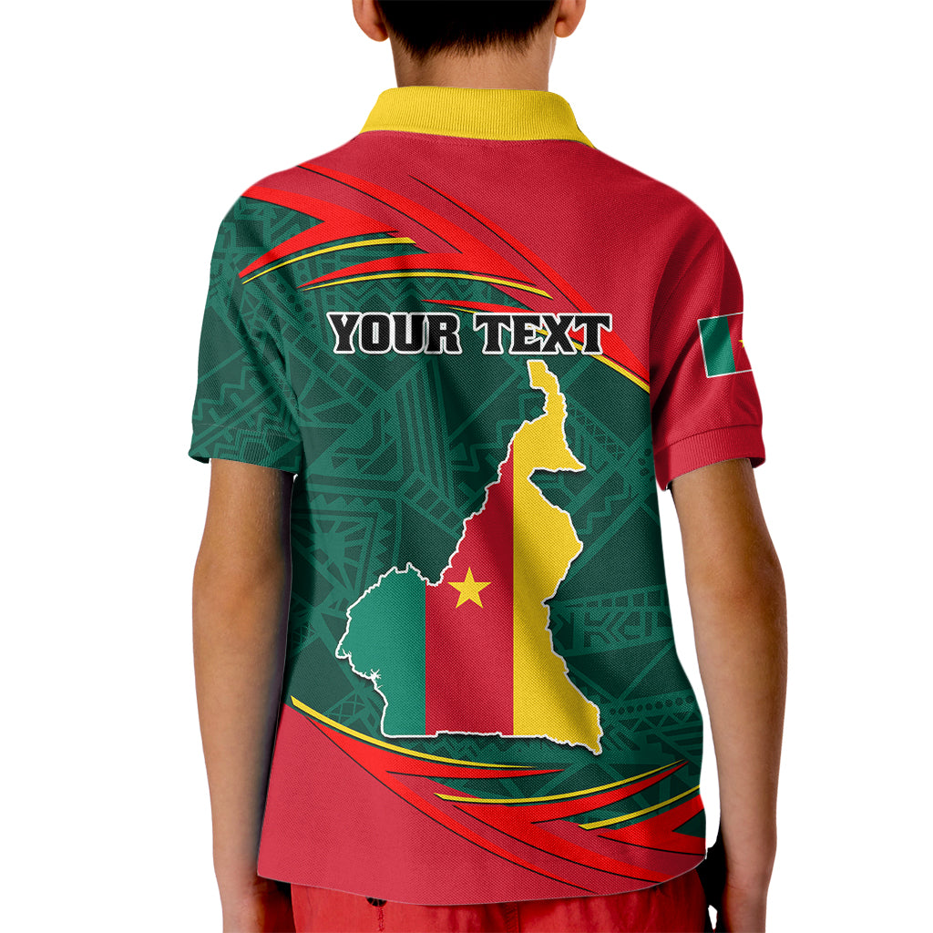 Personalised Cameroon Kid Polo Shirt Cameroun Coat Of Arms Mix African Pattern - Wonder Print Shop